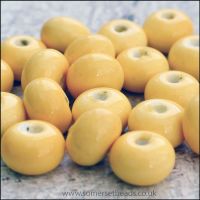 Glazed Ceramic Rondelle Beads 8mm x 5mm Yellow