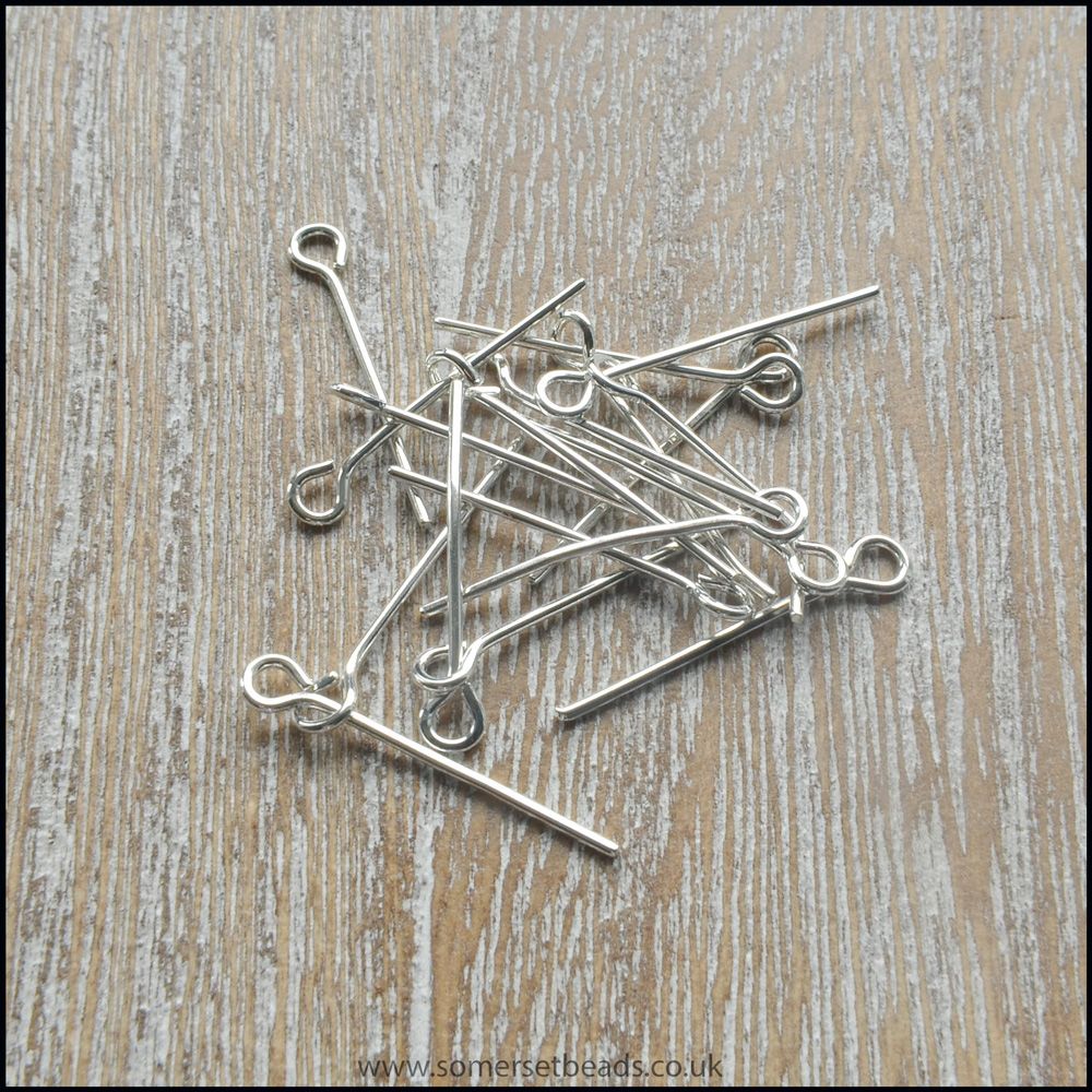 20mm Silver Plated Eye Pins