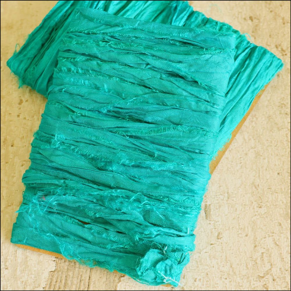 Sea Green Sari Silk Ribbon
