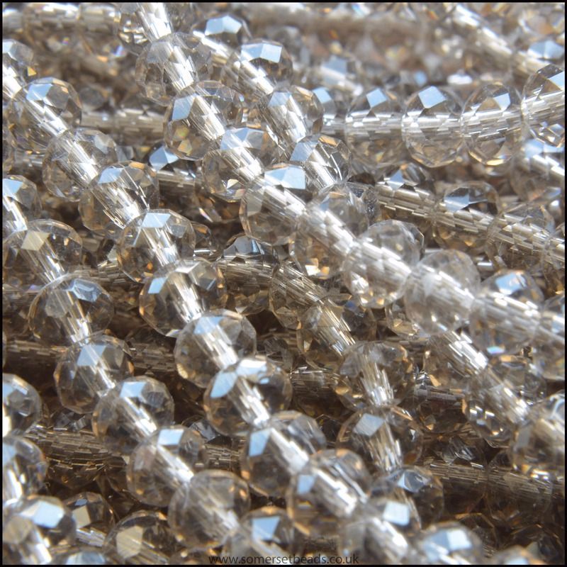 Grey Faceted Glass Crystal Donut / Rondelle Beads 6mm x 4mm
