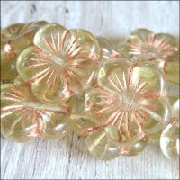 Czech Glass Hibiscus Flower Beads 20mm - Palest Green