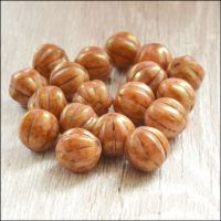 8mm Czech Glass  Melon Beads- Pink Gold