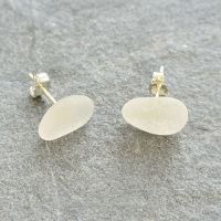 White Sea Glass Earrings