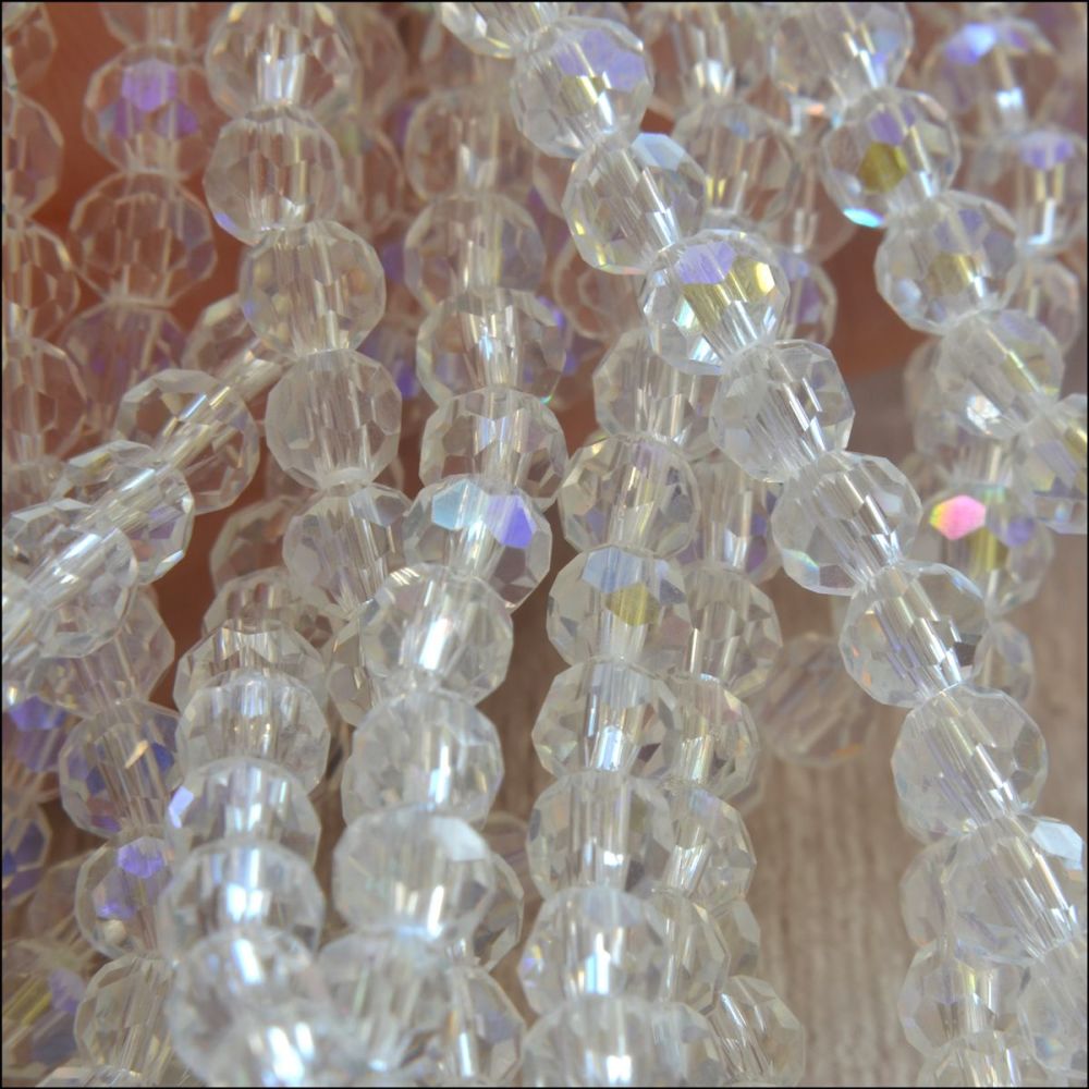 4mm Clear Glass  Faceted Crystal Round Beads