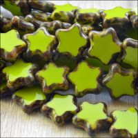 12mm Czech Glass Table Cut Star Beads  Opaque Yellow