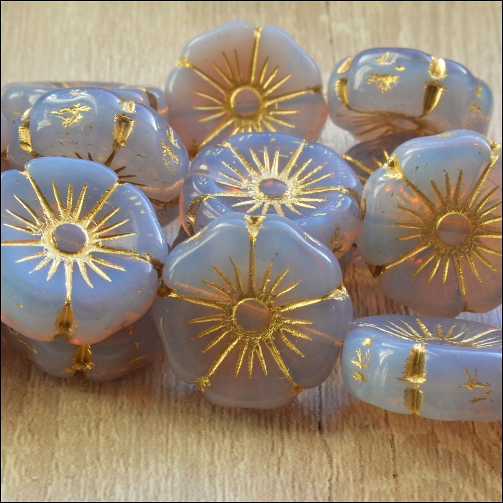 Czech Glass Hawaiian Flower Beads 20mm - Lilac