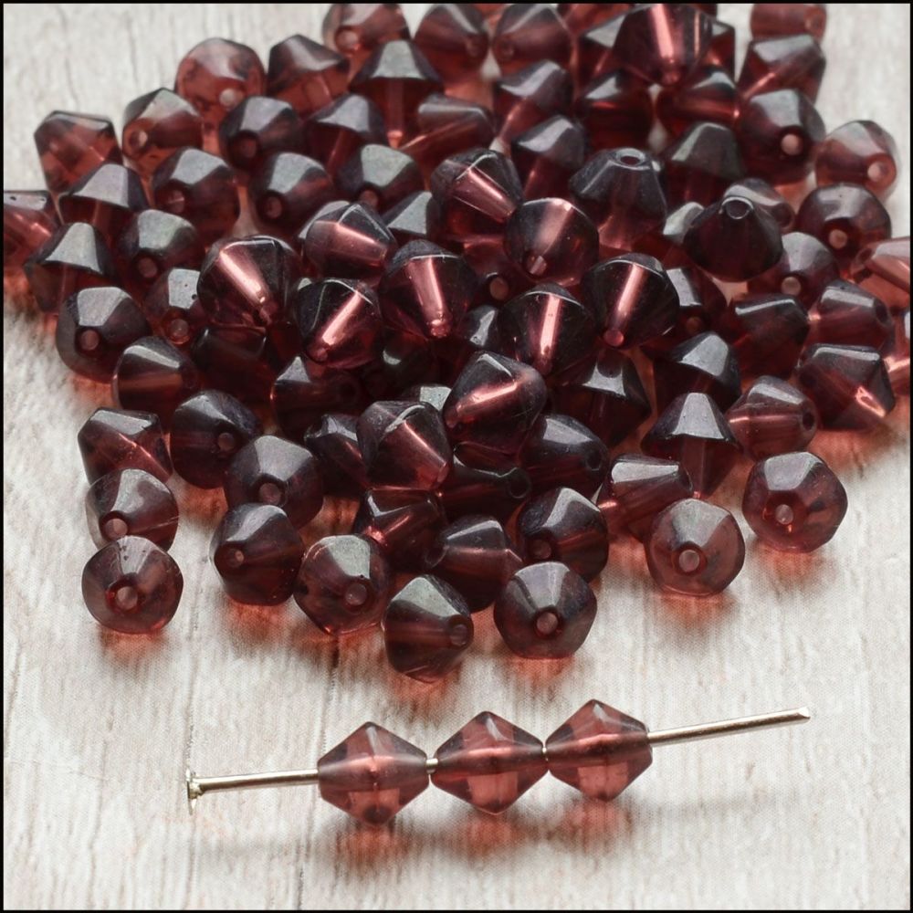 5mm Glass Bicone Beads - Purple