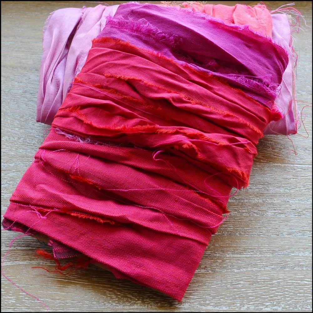Fuchsia Pink Sari Silk Ribbon