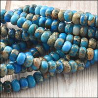Blue Sea Sediment Jasper 6x4mm Rondelle Semi Precious Beads