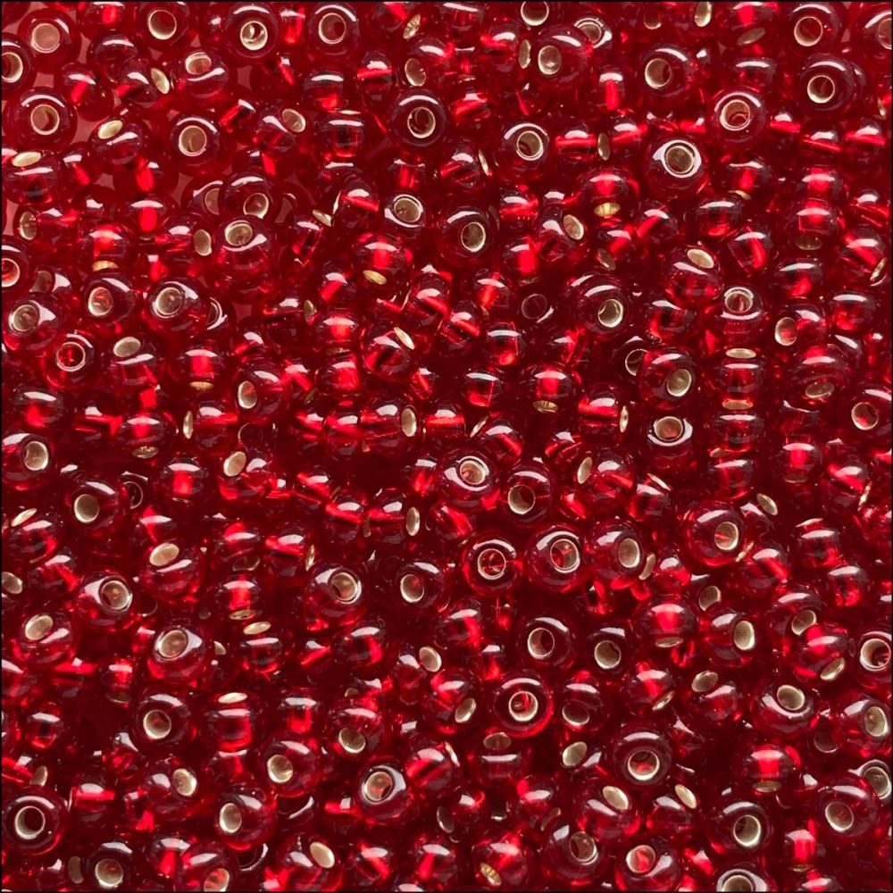 Preciosa  Czech Glass 6/0 Seed Beads - Silver Lined Red- 20g 