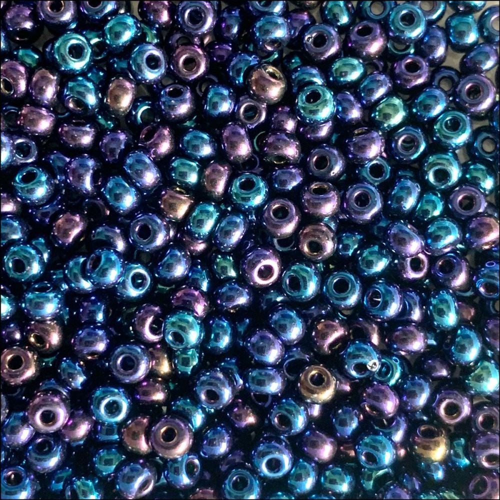 Preciosa  Czech Glass 6/0 Seed Beads - Metallic Blue Iris - 20g 