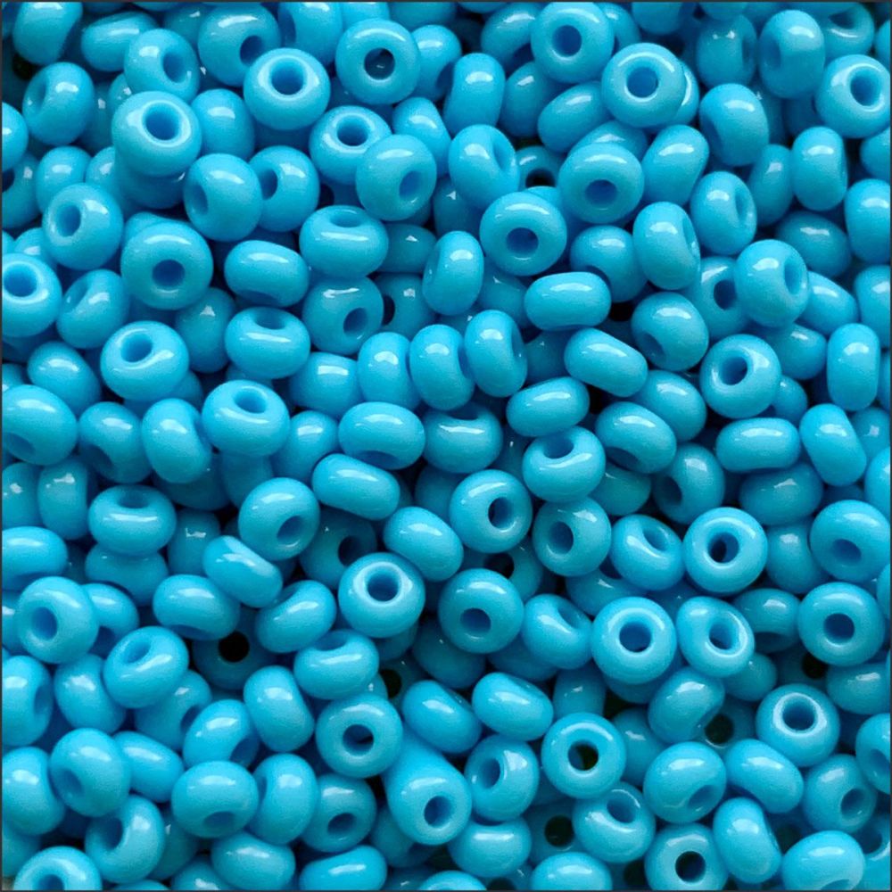 Preciosa  Czech Glass 8/0 Seed Beads - Opaque Turquoise Blue- 20g 