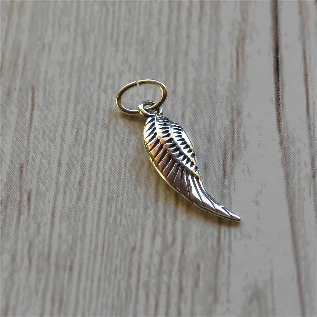 Sterling Silver Angel Wing Charm - 15mm