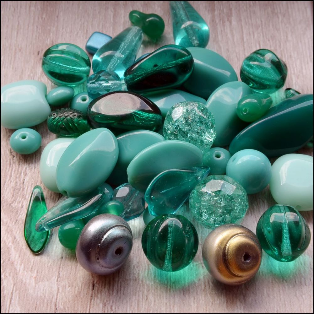 Preciosa Czech Glass Mixed Beads  50G - TEAL