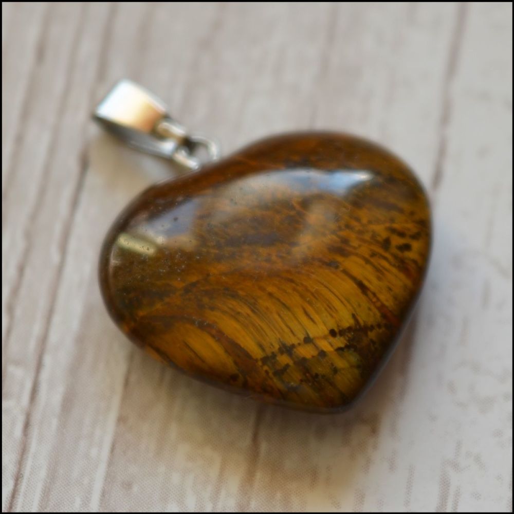 Tigers Eye Heart Shaped Pendant