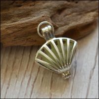 Seafoam Sea Glass Silver Shell Shaped Locket