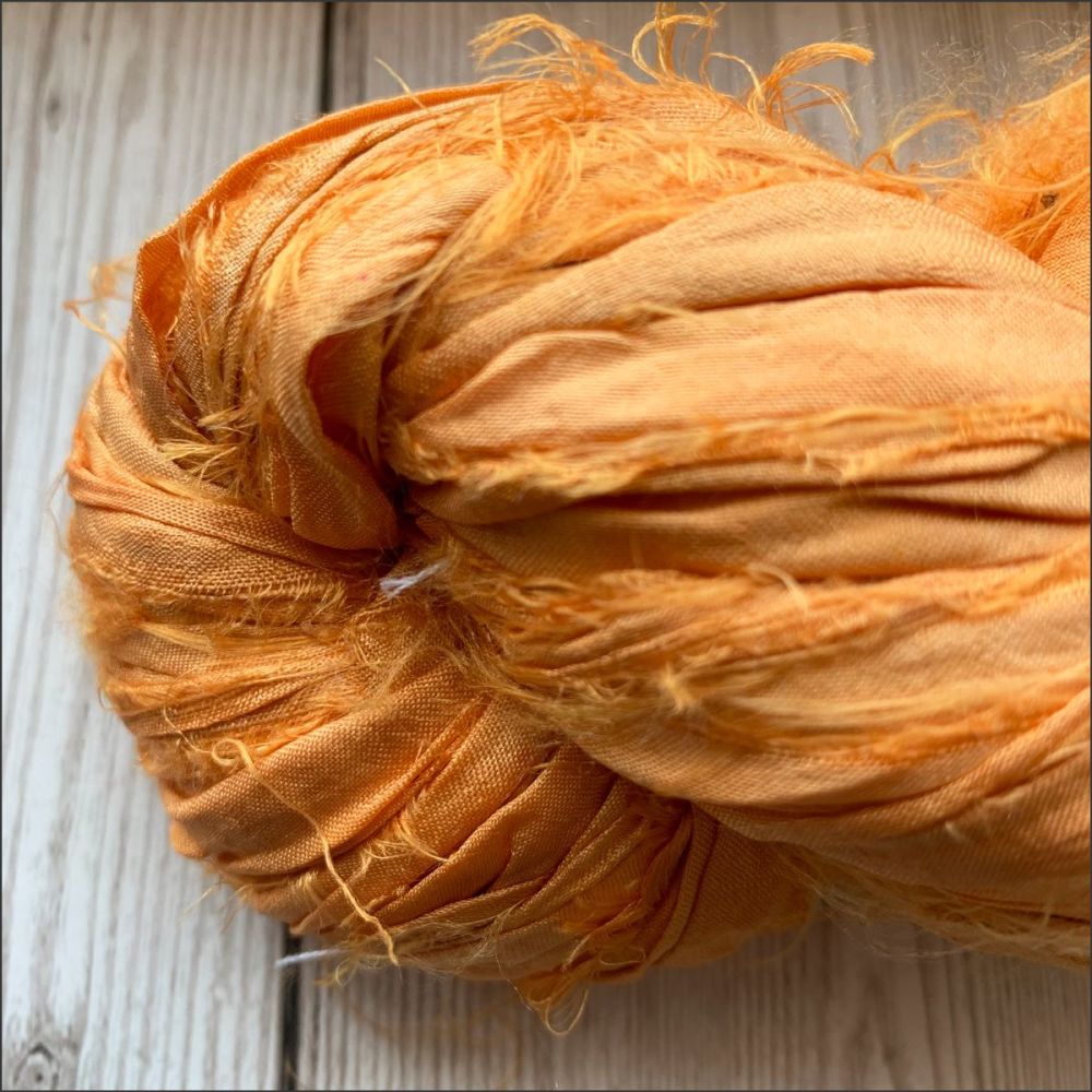 Autumn Orange Sari Silk Ribbon