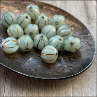8mm Czech Glass Melon Beads Mint Green