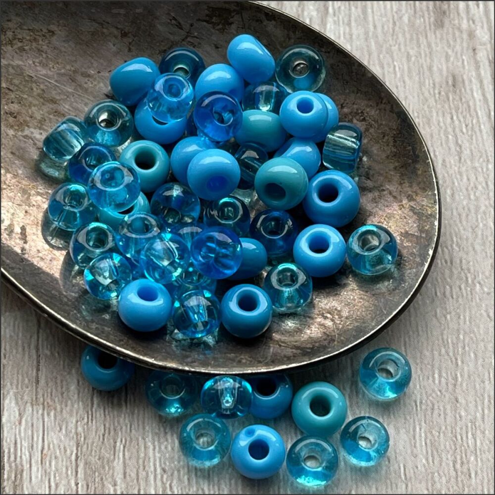 Preciosa Czech Glass Seed Bead Mix - Blue 50g