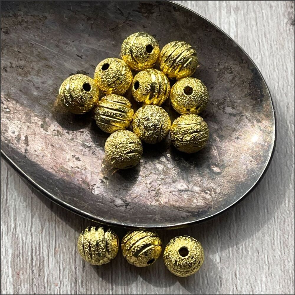 Gold Striped Stardust Beads 8mm