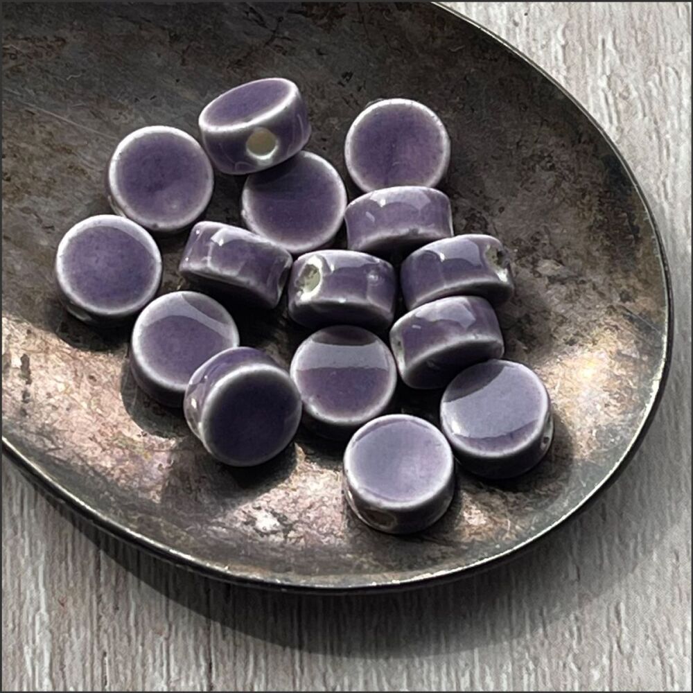 9mm Orchid Glazed Ceramic Disc Beads