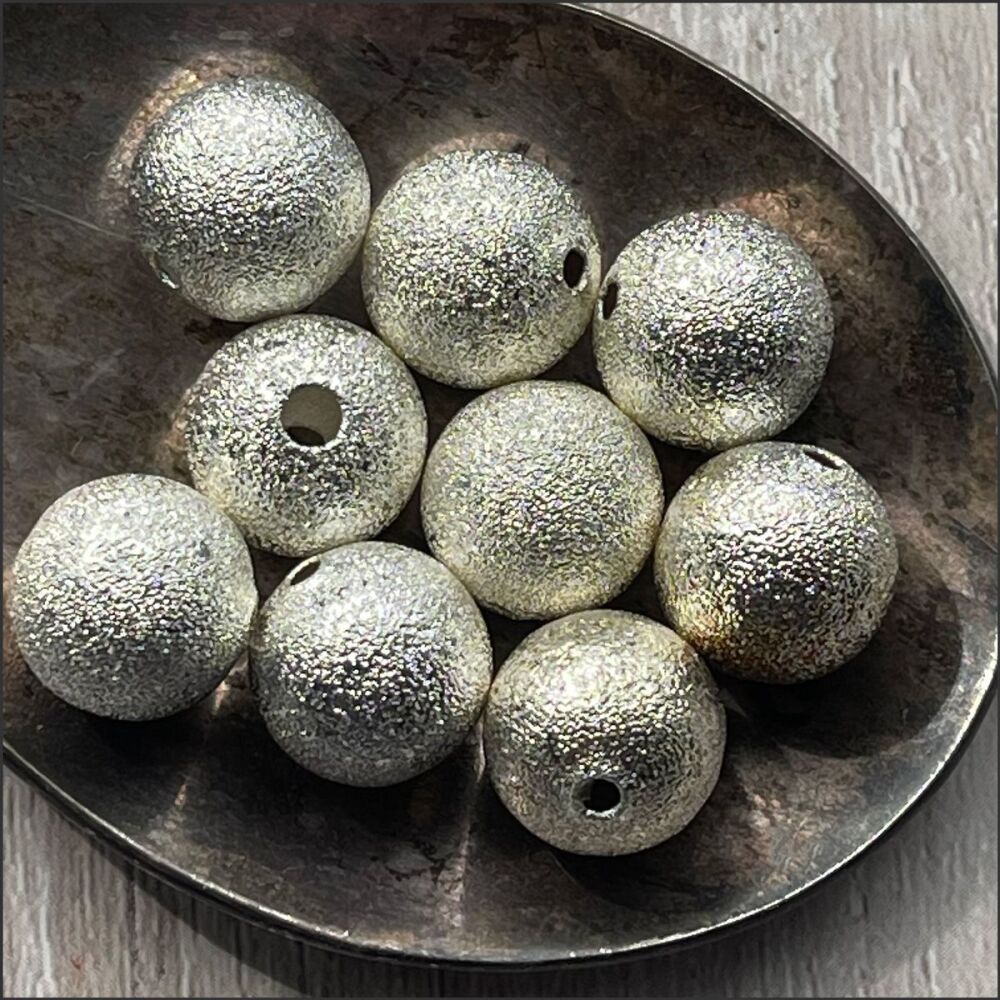 12mm Silver Plated Stardust Beads