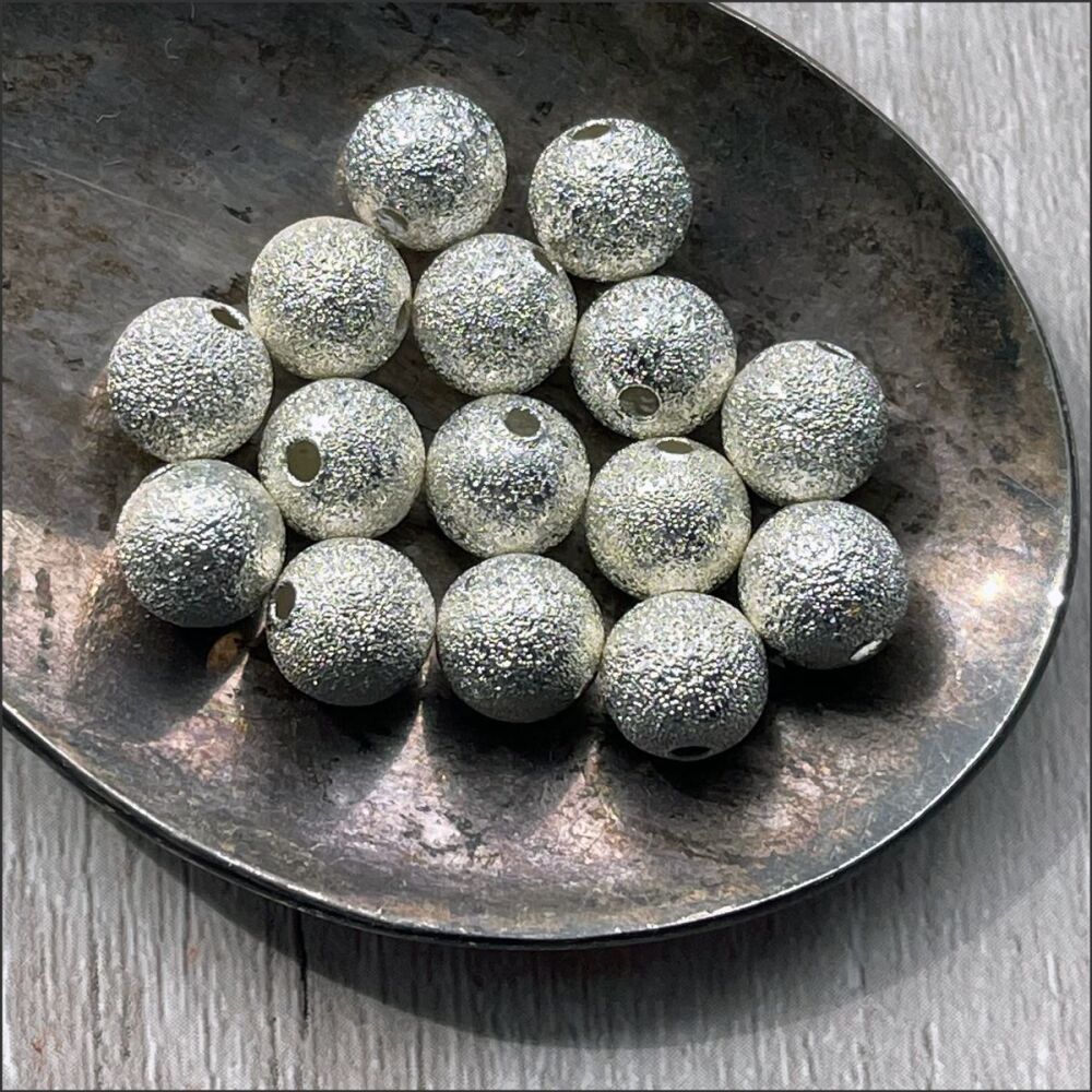 8mm Silver Plated Stardust Beads