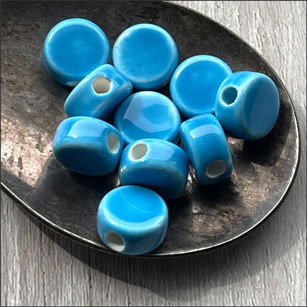 12mm Sky Blue Ceramic Disc Beads