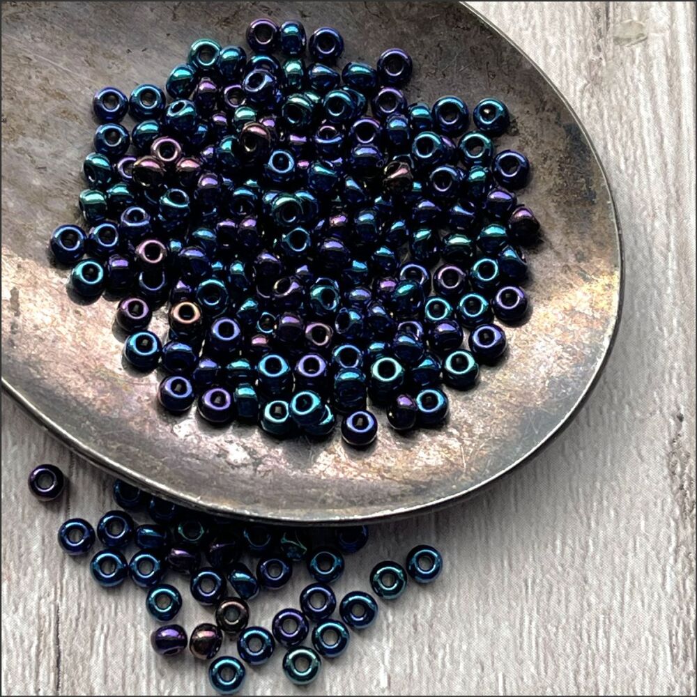 Preciosa  Czech Glass 6/0 Seed Beads - Metallic Blue Iris - 20g