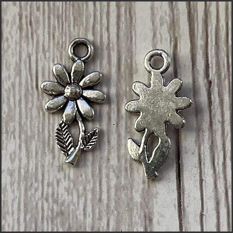 Antique Silver Tone Flower Charm