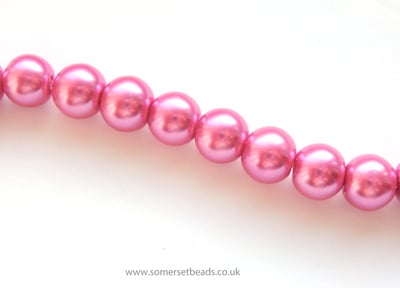 8mm Pink Glass Pearl Round Beads
