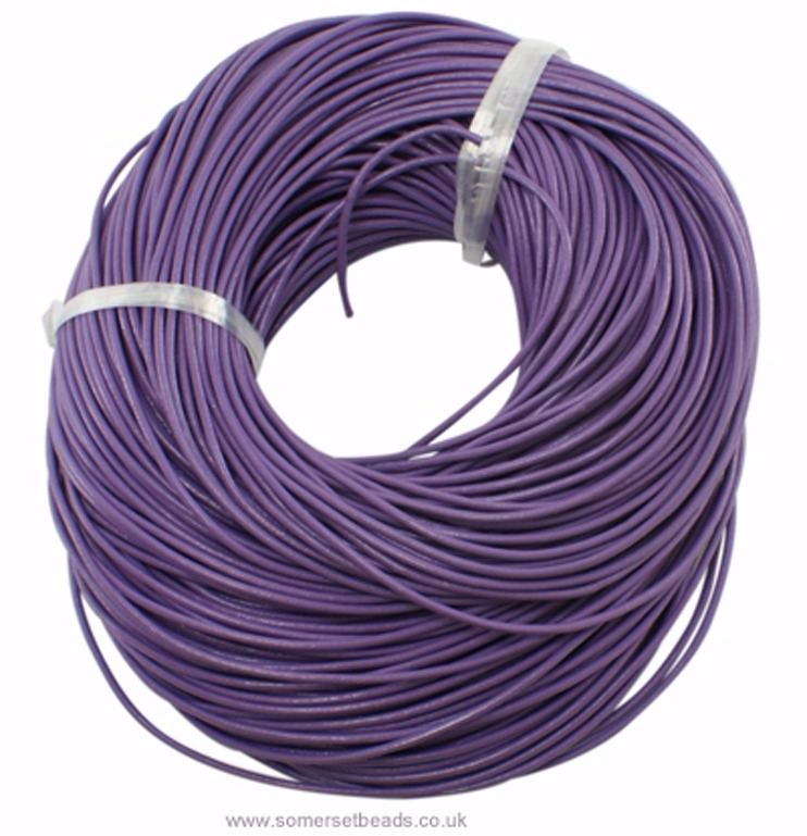 1mm Round Leather Cord - Purple