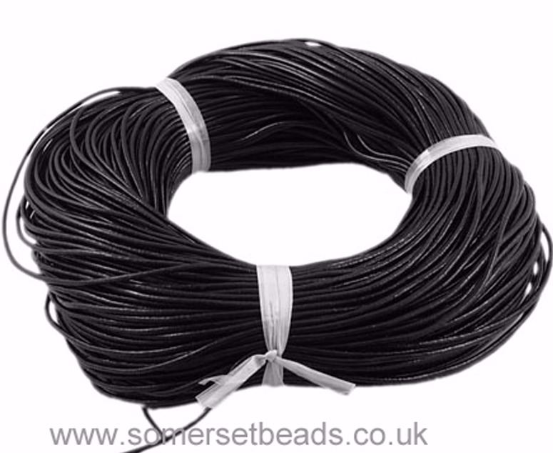 1mm Round Leather Cord- Black