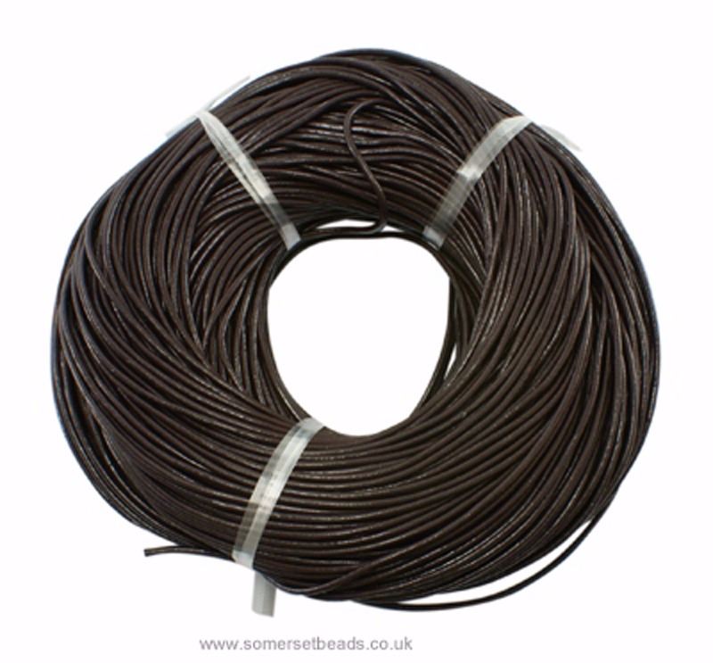 1mm Round Leather Cord - Brown