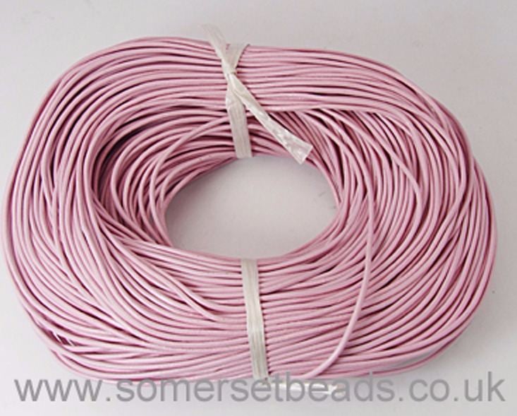 1mm Round Leather Cord - Pink