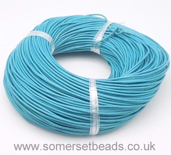 1mm Round Leather Cord - Sky Blue