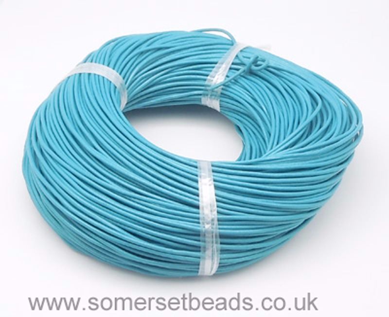 1mm Round Leather Cord - Cyan