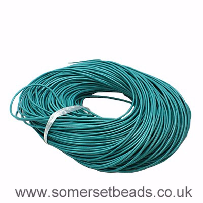 2mm Round Leather Cord - Turquoise