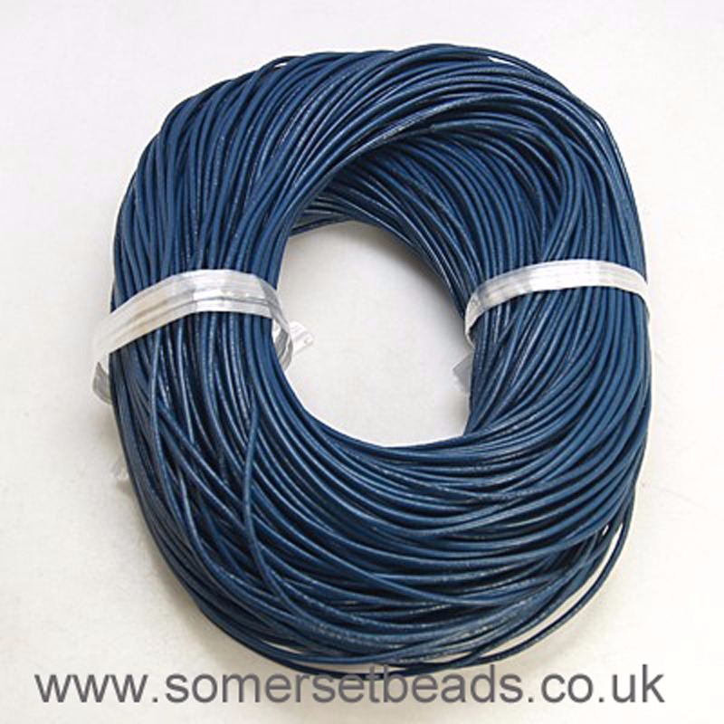 2mm Round Leather Cord- Marine Blue