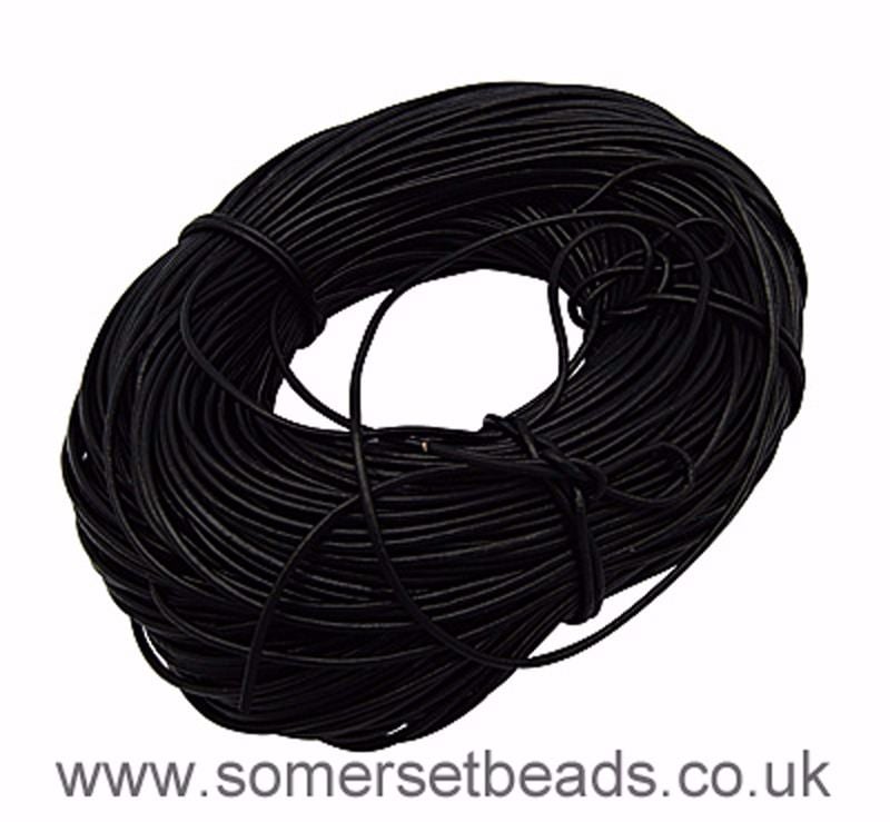 2mm Round Leather Cord - Black