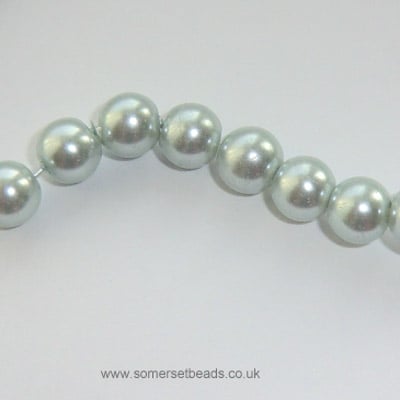 8mm Silver Glass Pearl Round Beads