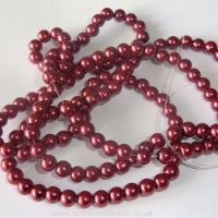 6mm Deep Red Glass Pearls