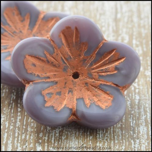 Czech Picasso Flower Purple Shine Capri 23mm Beads
