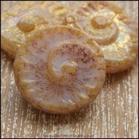 Czech Glass Picasso Spiral Fossil Luster Beads - Gold and Pink 17mm