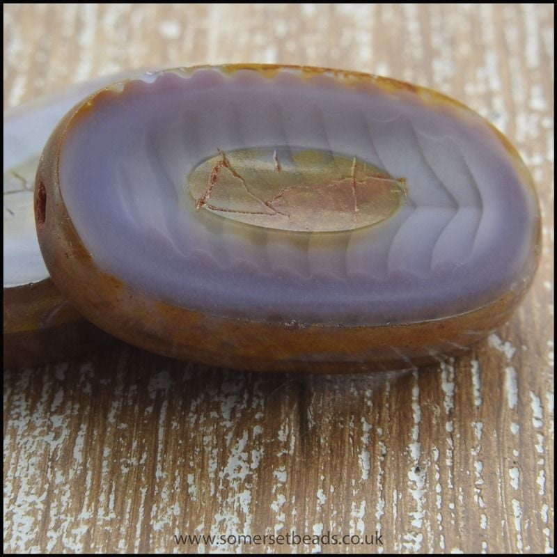 Czech Glass Table Cut Flat Oval Beads - Silky Lilac