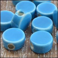9mm Sky Blue Glazed Ceramic Disc Beads