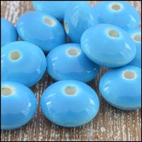 12mm Ceramic Glazed Saucer Beads - Sky Blue