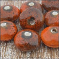 Ceramic Glazed Saucer Beads, 12mm - Rust
