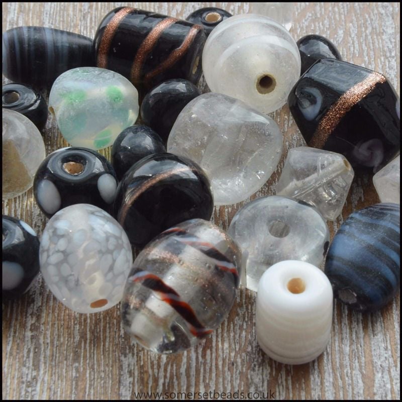 Black and White Indian Glass Bead Mix