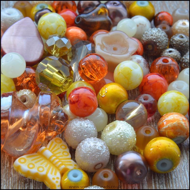 100g Mixed Beads Autumn Shades